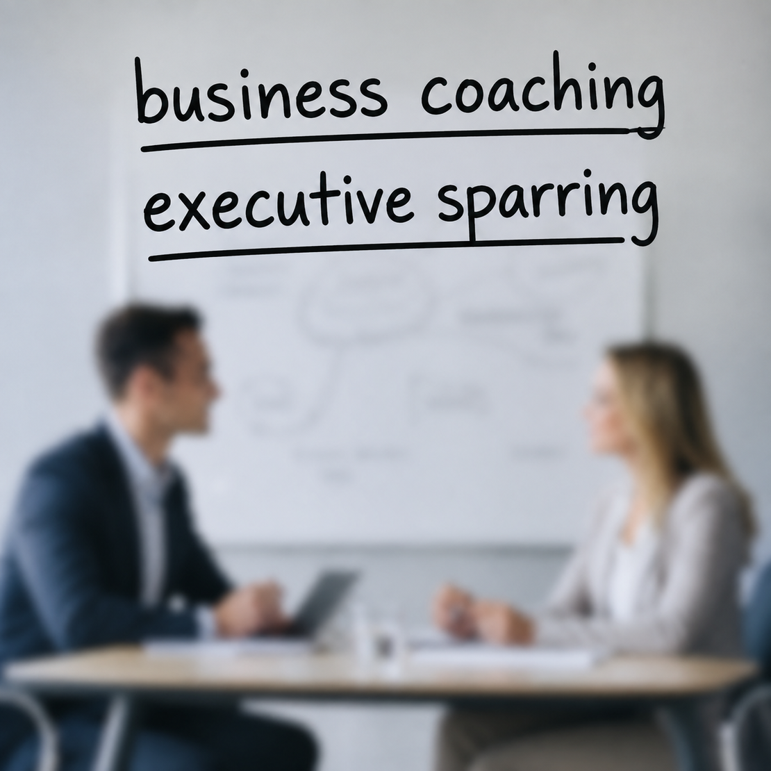 Führungskraft im vertraulichen Coaching-Gespräch mit einem Berater