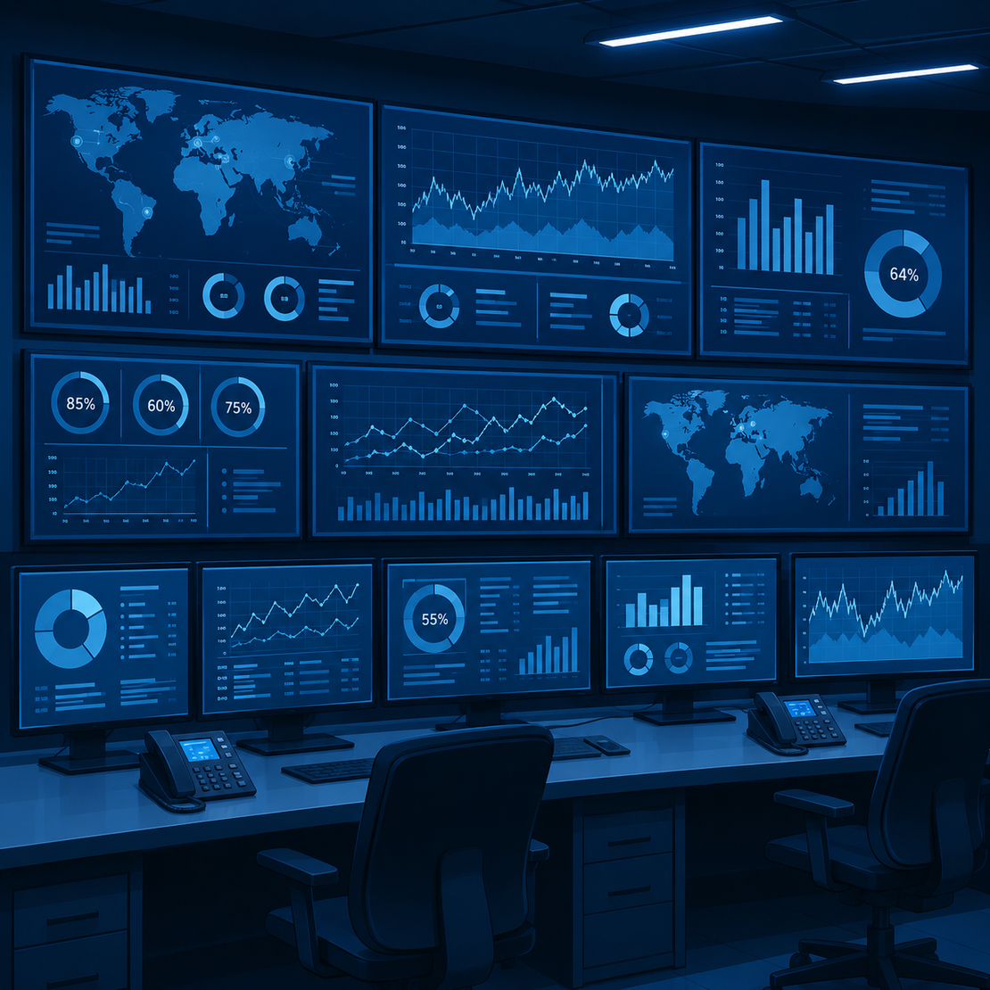 Dashboard mit Kennzahlen für Unternehmenssteuerung